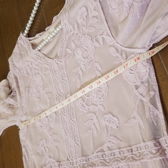 Tea N Rose Womens Shortsleeve Sheer Lined Lavender Maxi Dress - Picture 10 of 12